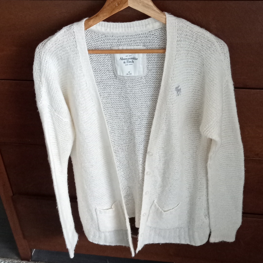 Abercrombie & Fitch Cream Wool Cardigan